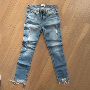 PAIGE Faded Blue Ripped Skinny Jeans